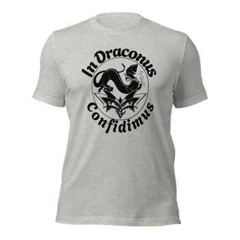 Makara dragon artwork featured on the In Dragons We Trust 2026 light t-shirt from the In Draconus Confidimus collection