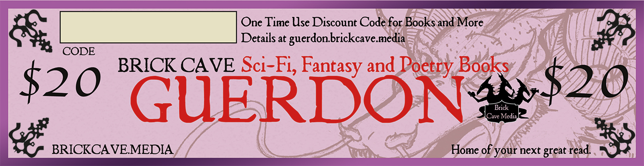 Brick Cave Guerdons are gift cards for books, merchandise, and literary items available through Brick Cave Media