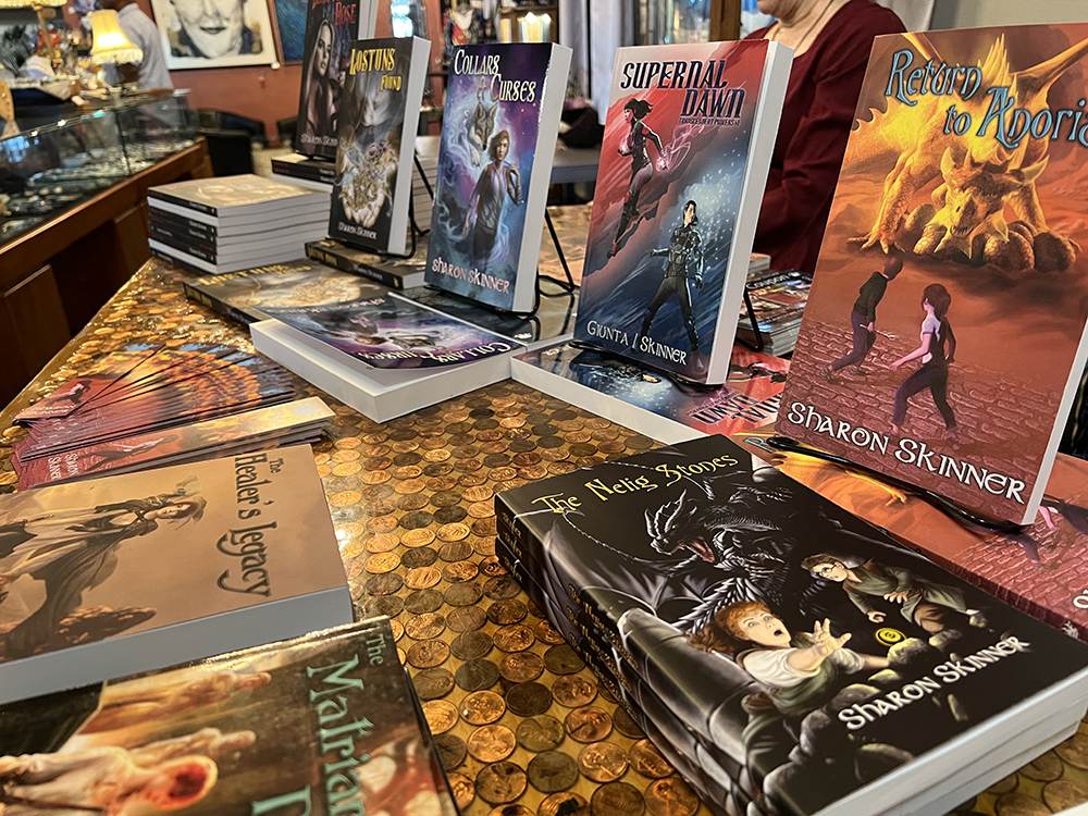 Brick Cave Books on display at Jarrod's Coffee, Tea and Gallery in October 2022